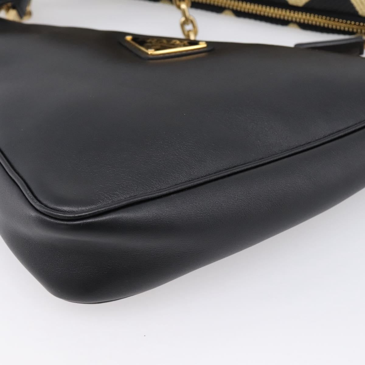 Prada Symbole Triangle Jacquard Beige Canvas Handbag (Pre-Owned)