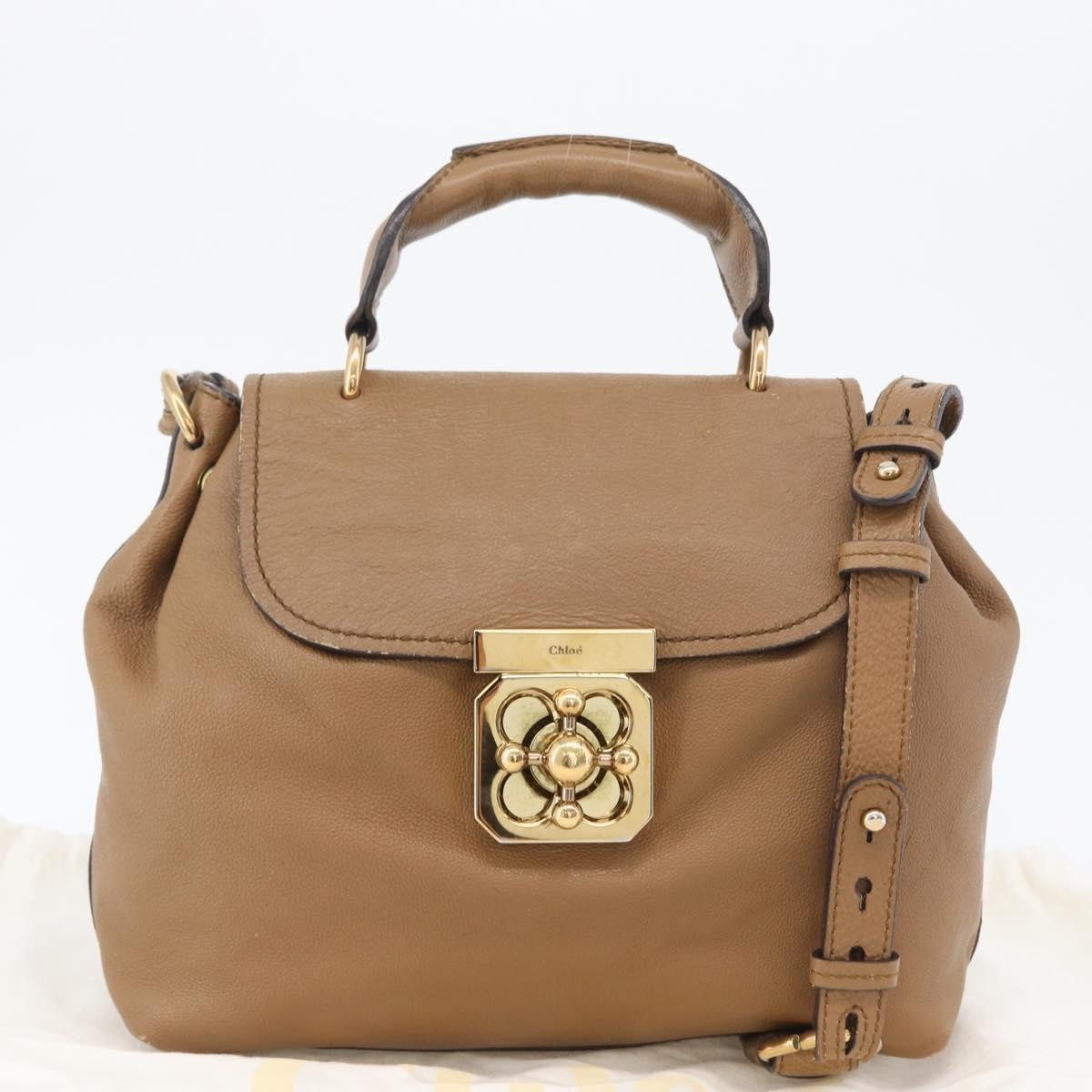 Chloe Elsie Convertible Satchel Leather Brown Leather Handbag (Pre-Owned)