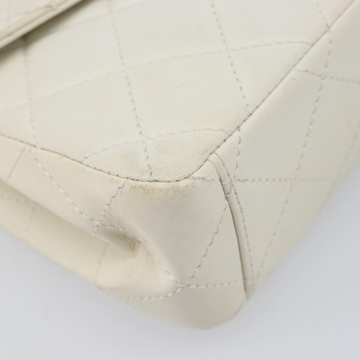 Chanel Vintage Envelope Flap Quilted Lambskin White Leather Shoulder Bag Bag (Pre-Owned)