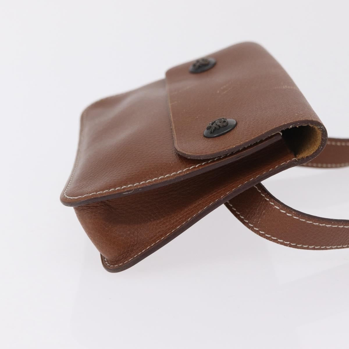 Hermes Pochette Green Waist Leather Brown Leather Handbag (Pre-Owned)