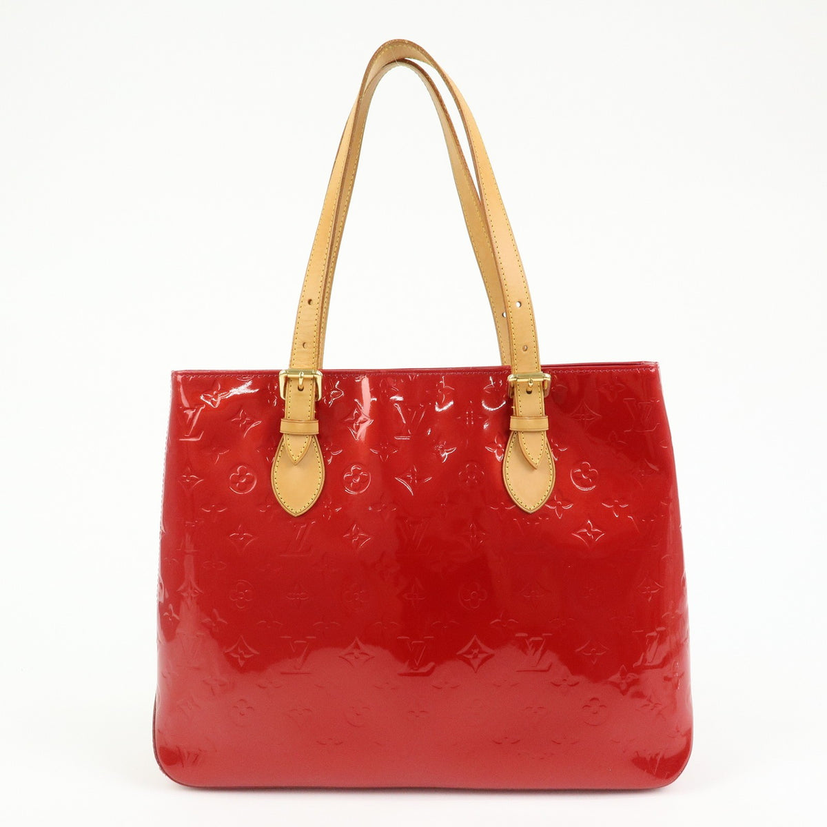 Louis Vuitton Brentwood Monogram Vernis Red Patent_Leather Handbag (Pre-Owned)