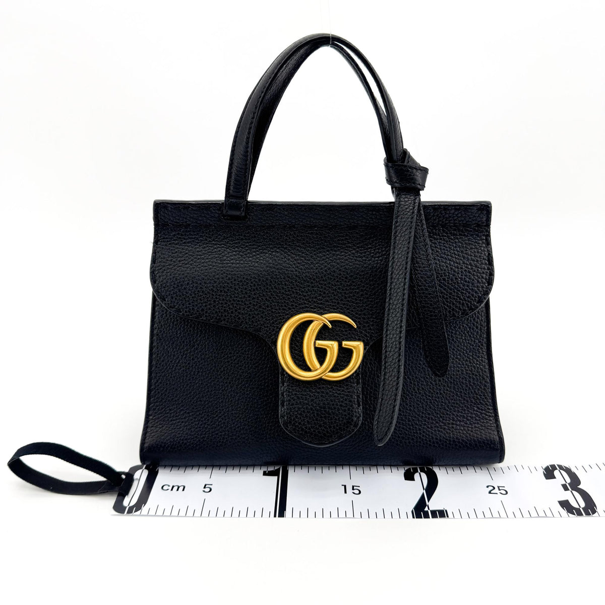 Gucci Gg Marmont Top Handle Leather Black Leather Handbag (Pre-Owned)