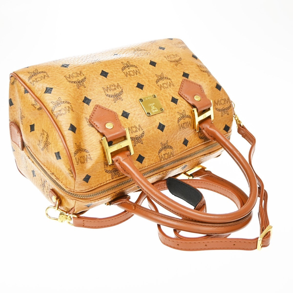 MCM Visetos Logogramme Leather Brown Leather Handbag (Pre-Owned)