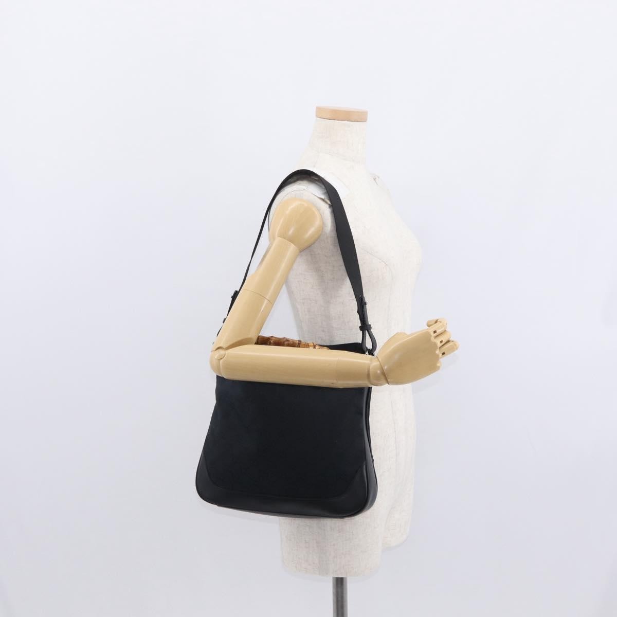 Gucci Diana Bamboo Gg Canvas Black Canvas Shoulder Bag Bag (Pre-Owned)