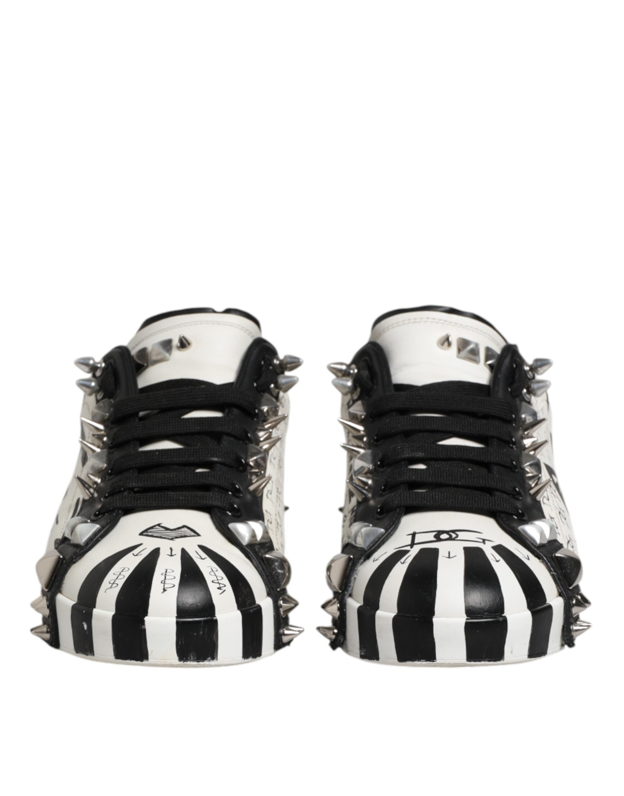 Dolce & Gabbana Black White Studded Low Top Sneakers Men's Shoes (Pre-Owned)