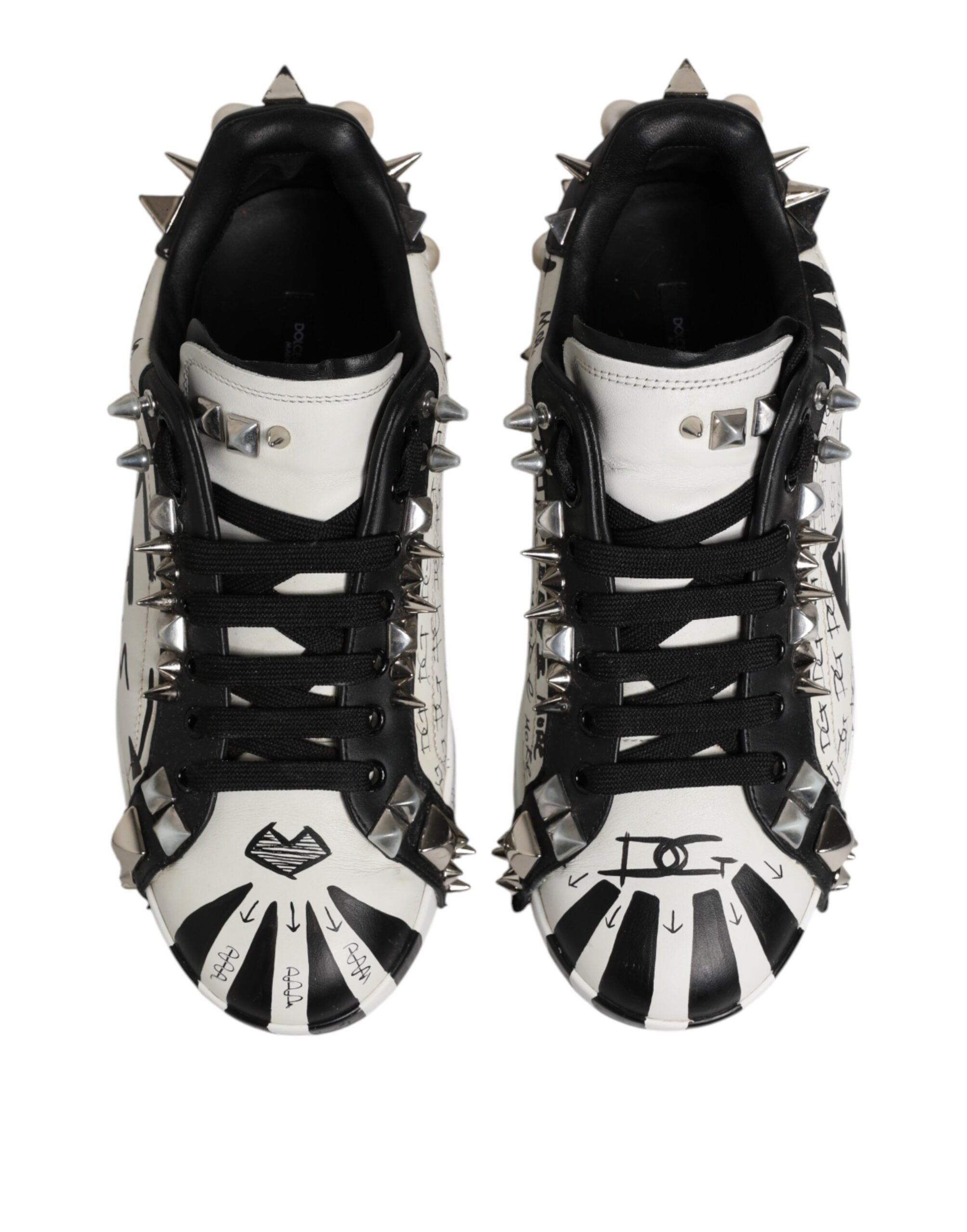 Dolce & Gabbana Black White Studded Low Top Sneakers Men's Shoes (Pre-Owned)