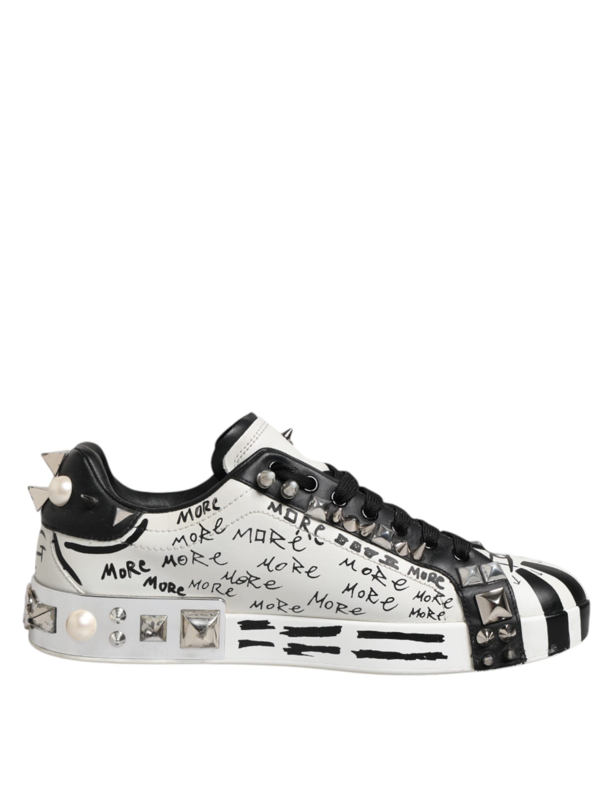 Dolce & Gabbana Black White Studded Low Top Sneakers Men's Shoes (Pre-Owned)