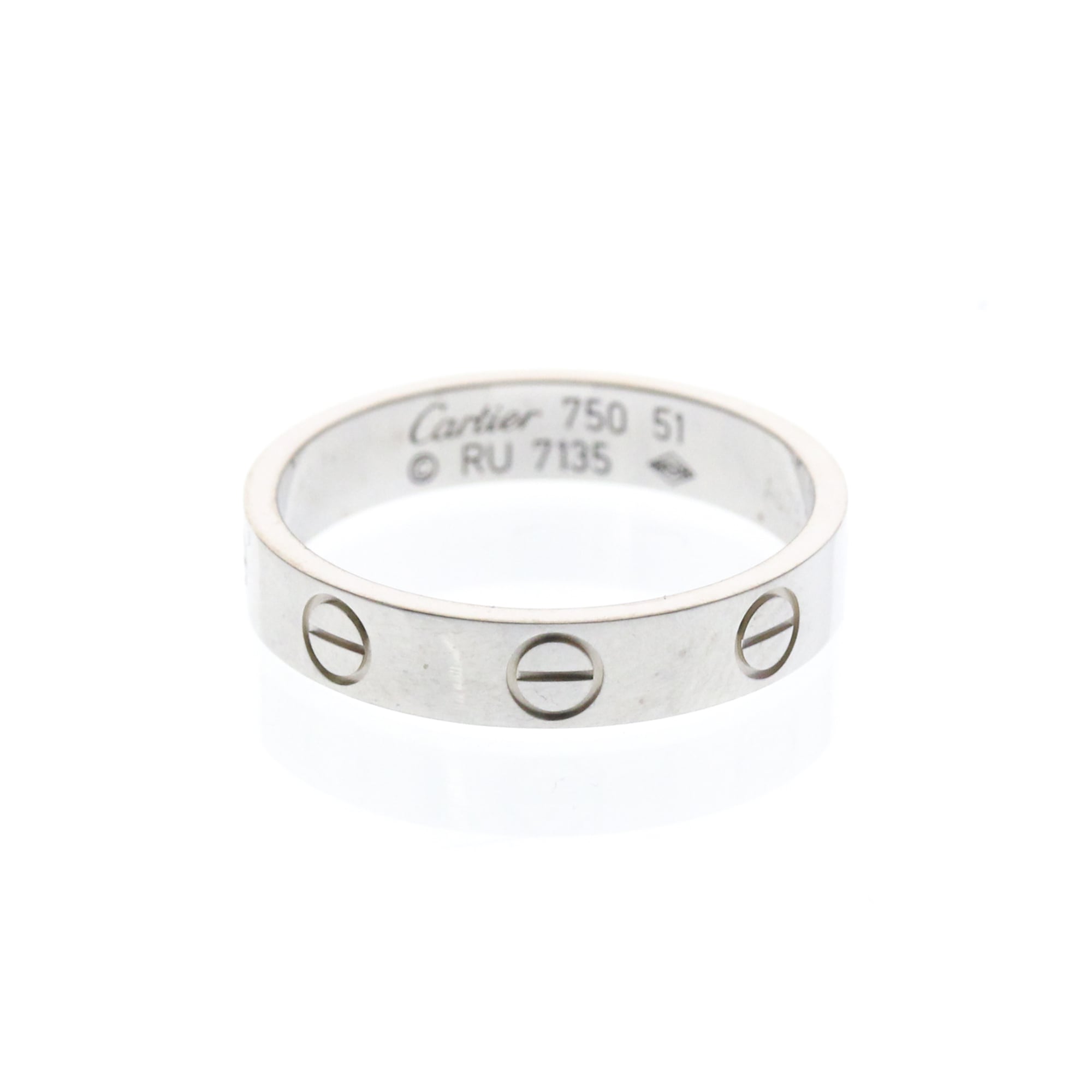 Cartier Love Band 18K White Gold Silver White_Gold Ring Jewelry (Pre-Owned)