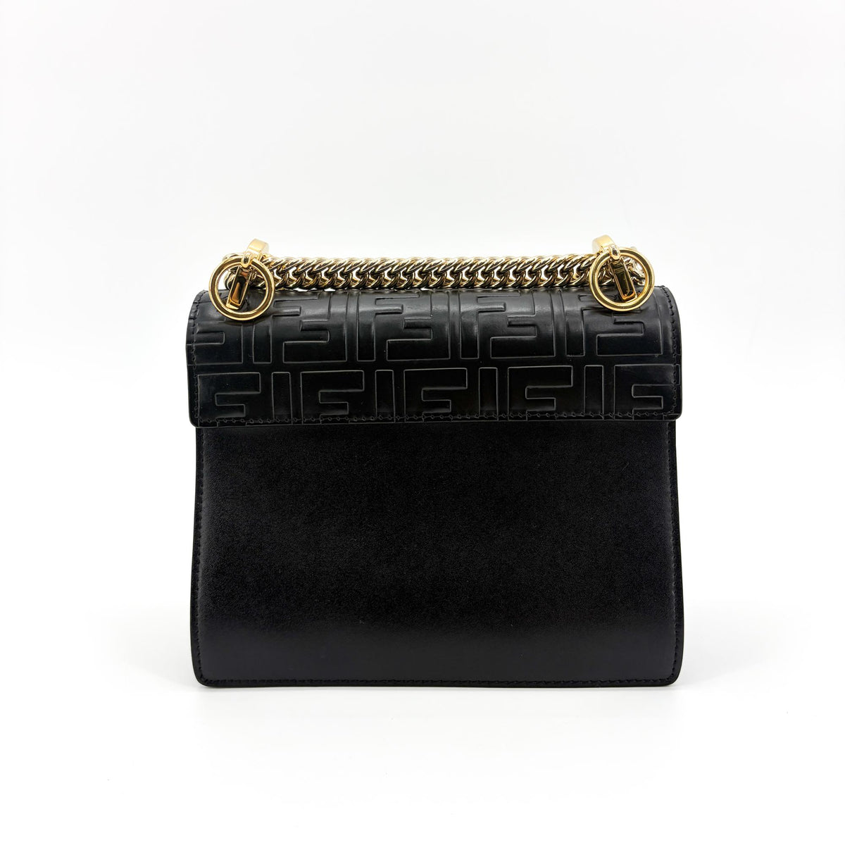 Fendi Kan I Zucca Embossed Leather Black Leather Shoulder Bag Bag (Pre-Owned)