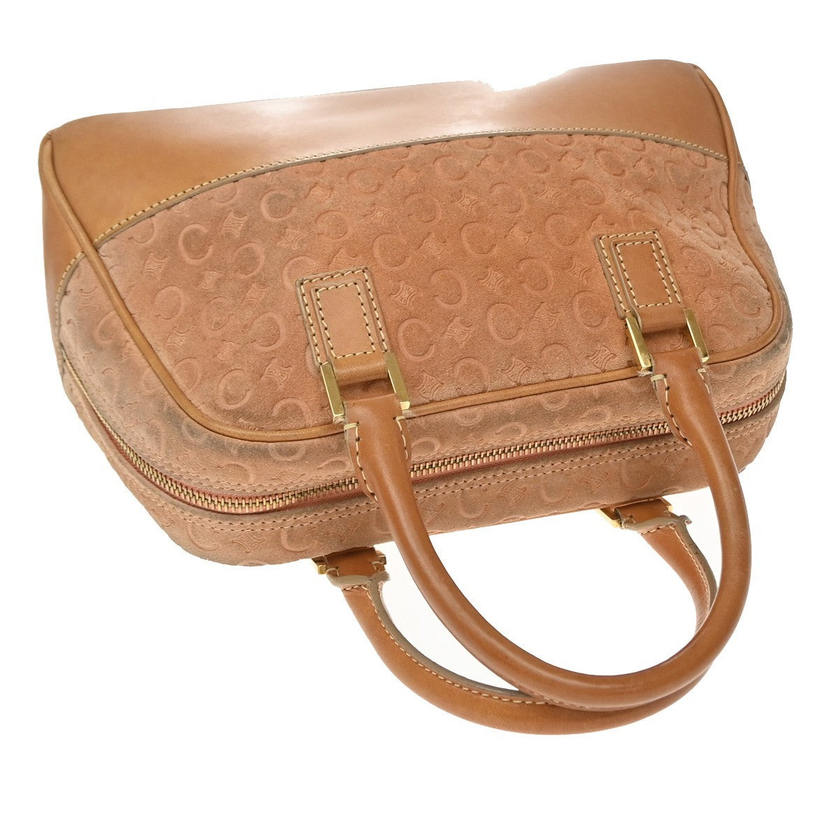 Celine C Macadam Suede Orange Suede Handbag (Pre-Owned)