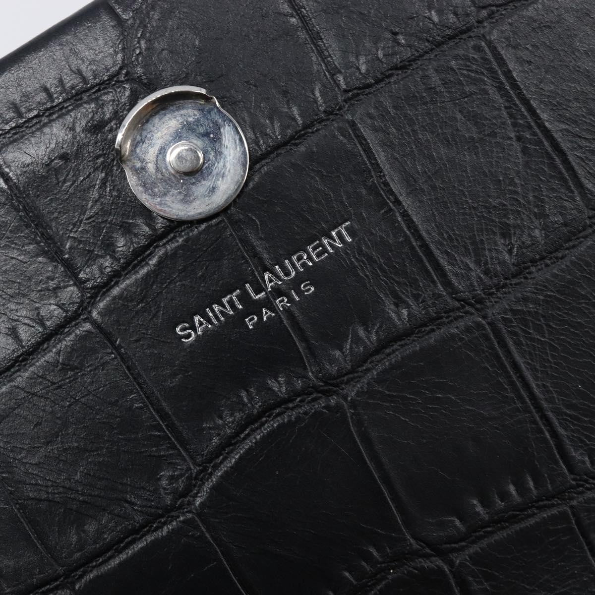 Saint Laurent Classic Monogram Tassel Chain Crocodile Embossed Leather Black Leather Crossbody Bag Bag (Pre-Owned)