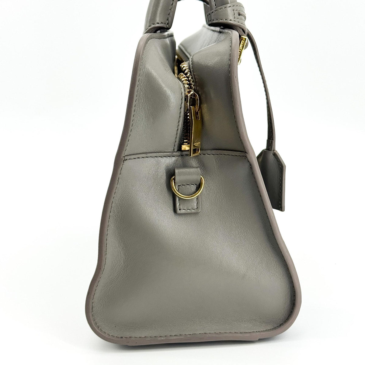 Saint Laurent Monogram Cabas Leather Gray Leather Tote Bag Bag (Pre-Owned)