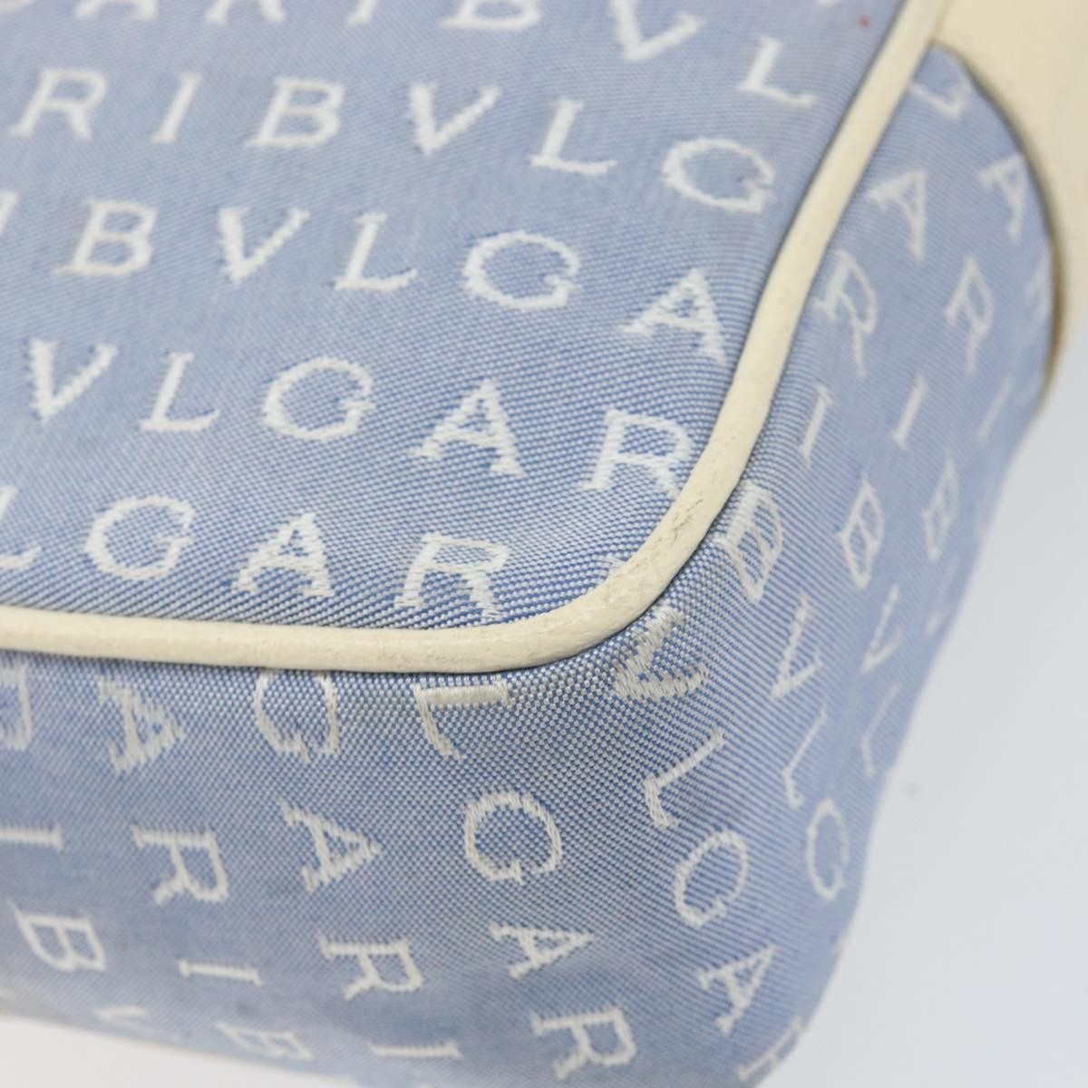 Bvlgari Logomania Canvas With Leather Blue Canvas Shoulder Bag Bag (Pre-Owned)