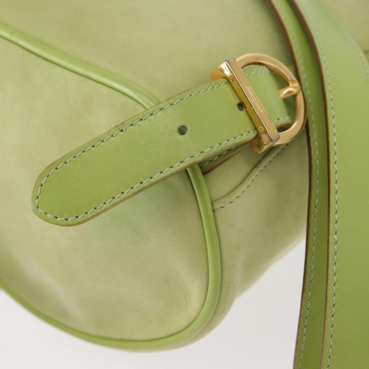 Salvatore Ferragamo Gancini Suede Green Suede Backpack Bag (Pre-Owned)