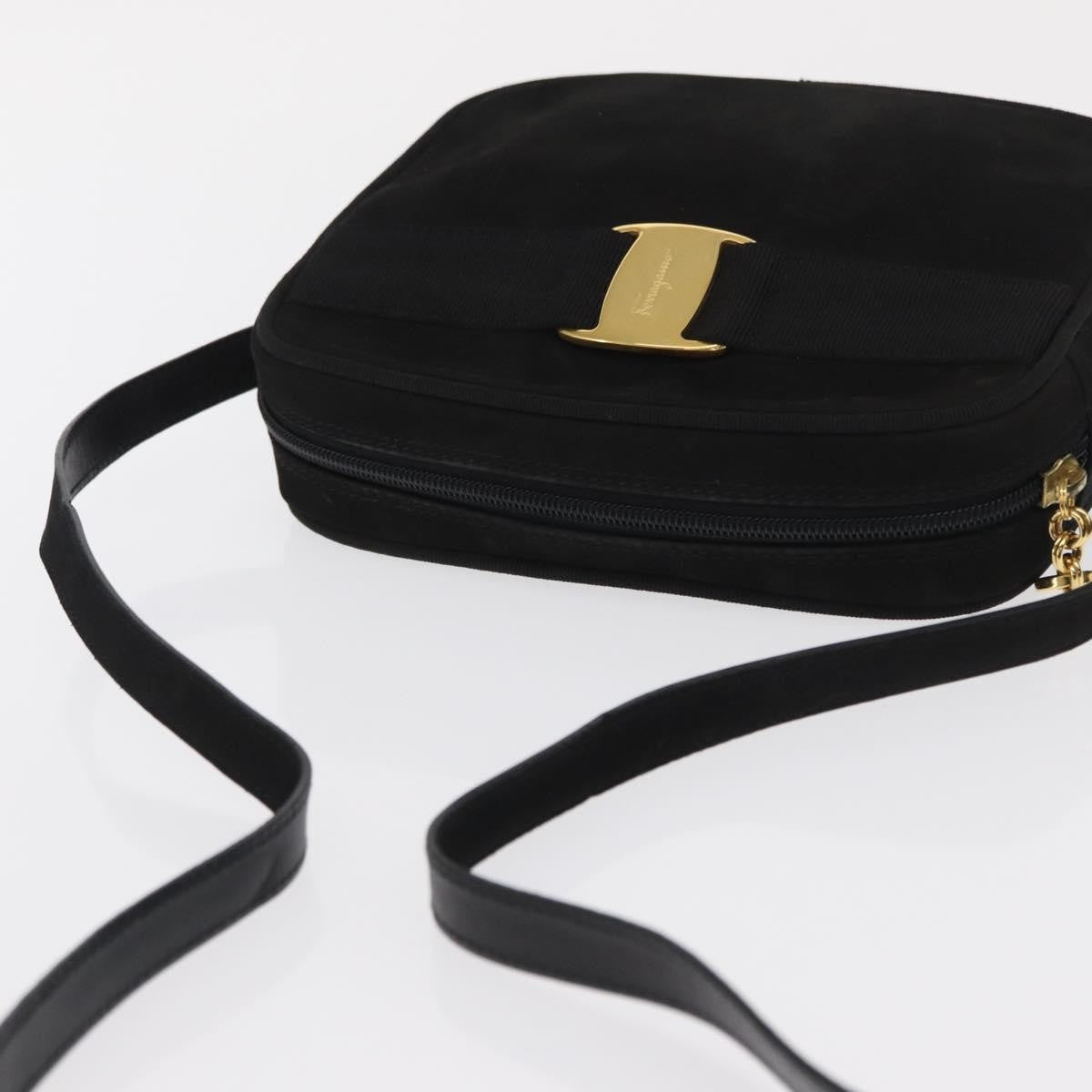 Salvatore Ferragamo Vala Clutch Suede Black Suede Clutche & Pouche Bag (Pre-Owned)