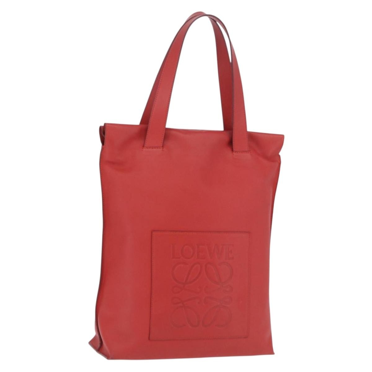 Loewe Tote Leather Red Leather Tote Bag Bag (Pre-Owned)