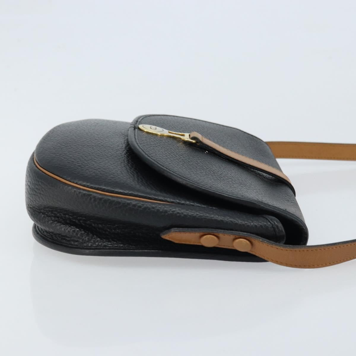 Christian Dior Vintage Cd Logo Leather Black Leather Shoulder Bag Bag (Pre-Owned)