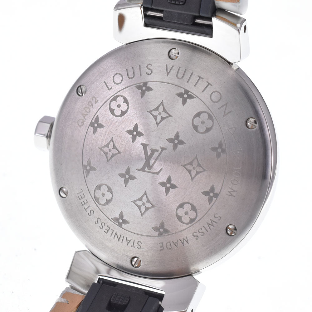 Louis Vuitton Tambour Quartz Stainless Steel And Monogram Rubber Watch (Pre-Owned)