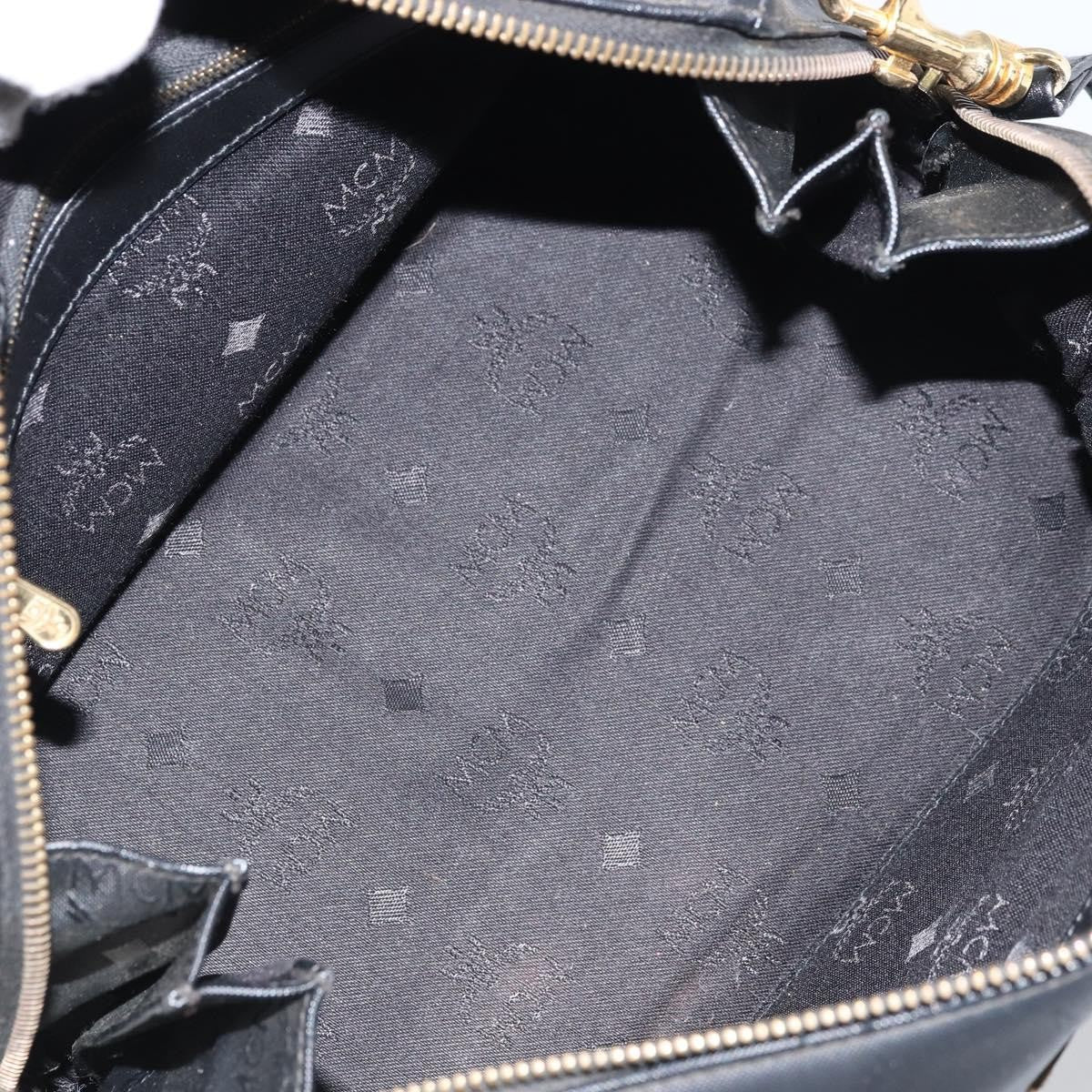 MCM Visetos Logogramme Canvas And Leather Black Canvas Handbag (Pre-Owned)