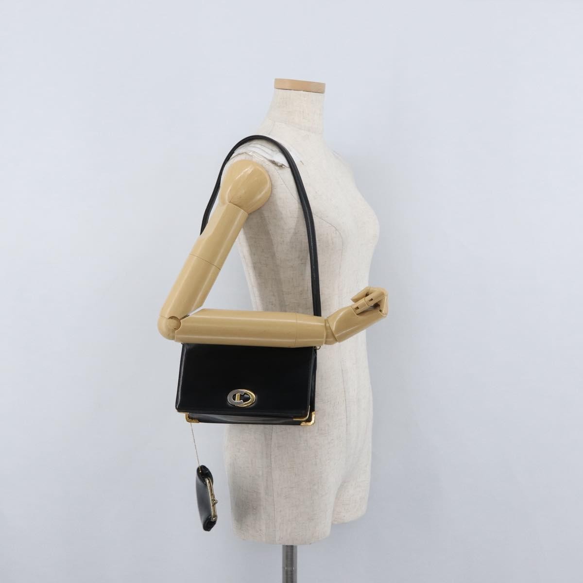Christian Dior Cd Shoulder Bag Leather Black Calfskin Shoulder Bag Bag (Pre-Owned)