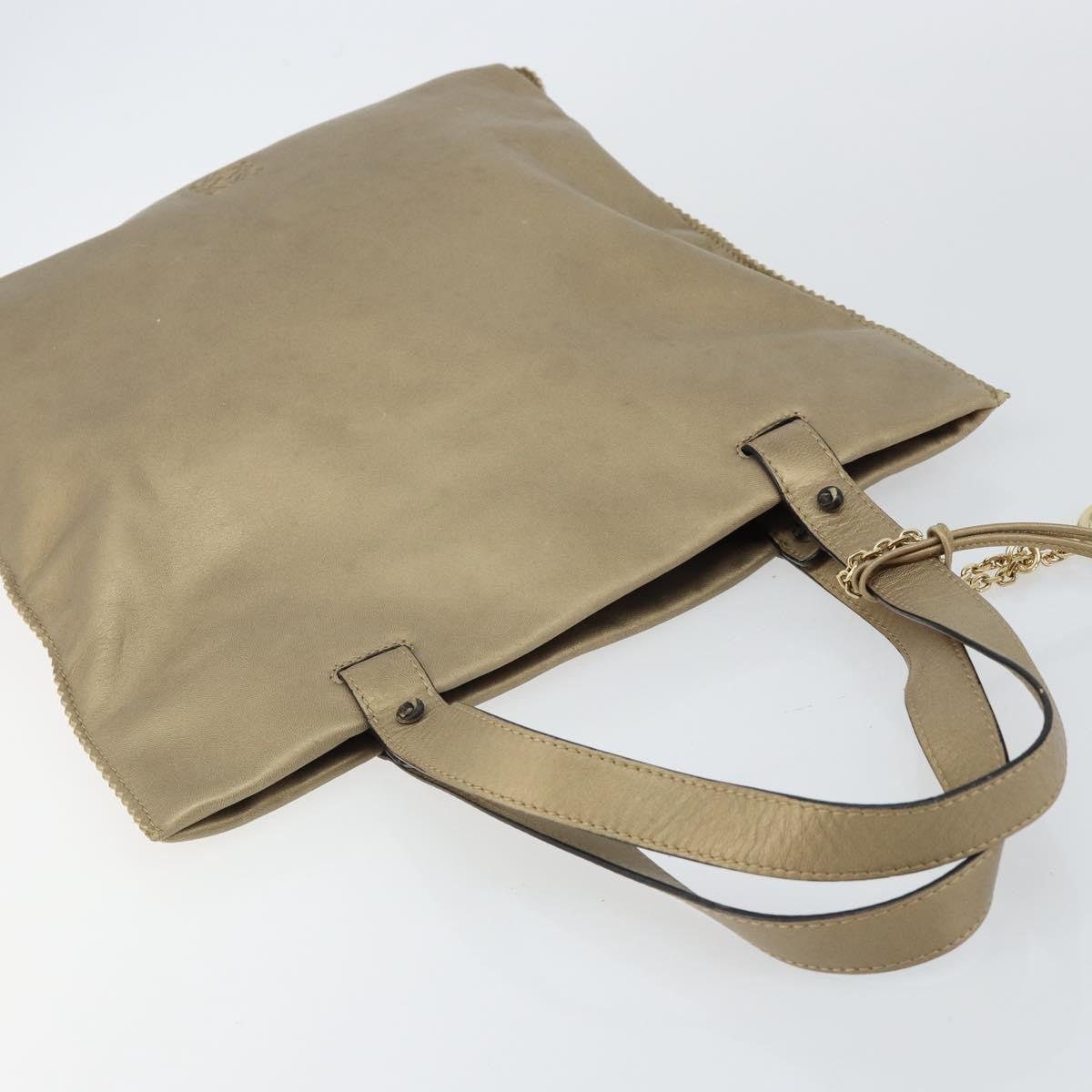 Loewe Anagram Tote Leather Gold Leather Tote Bag Bag (Pre-Owned)