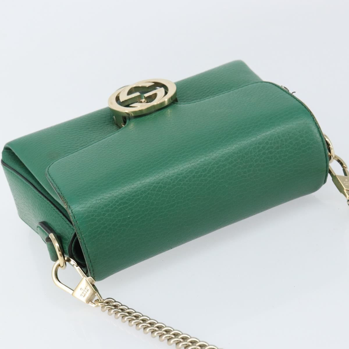 Gucci Interlocking Chain Leather Green Leather Shoulder Bag Bag (Pre-Owned)