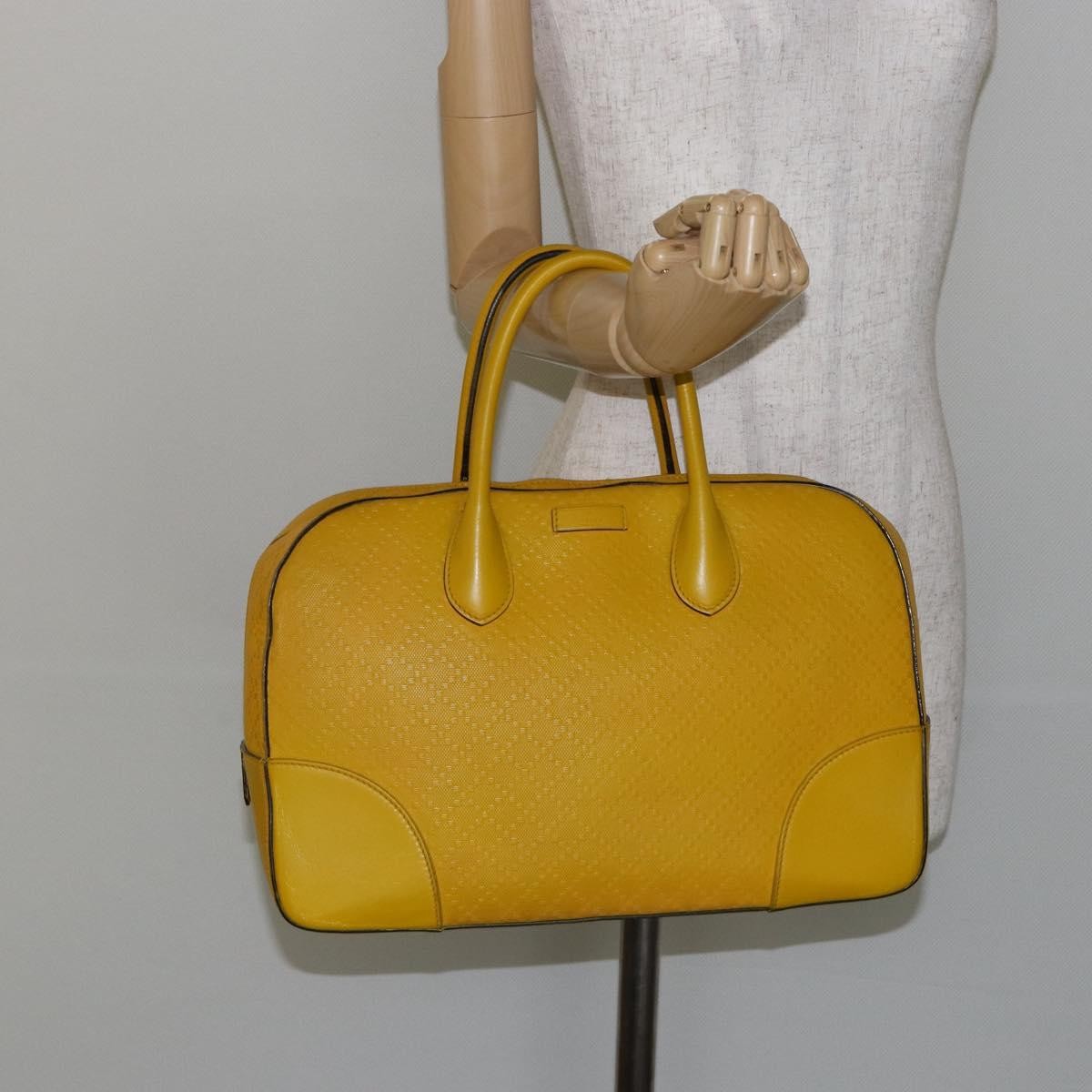 Gucci Bright Top Handle Diamante Leather Yellow Leather Handbag (Pre-Owned)