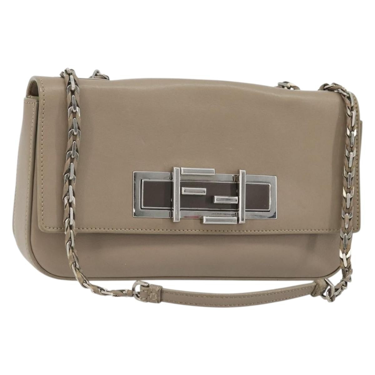 Fendi 3Baguette Convertible Calfskin Beige Leather Crossbody Bag Bag (Pre-Owned)