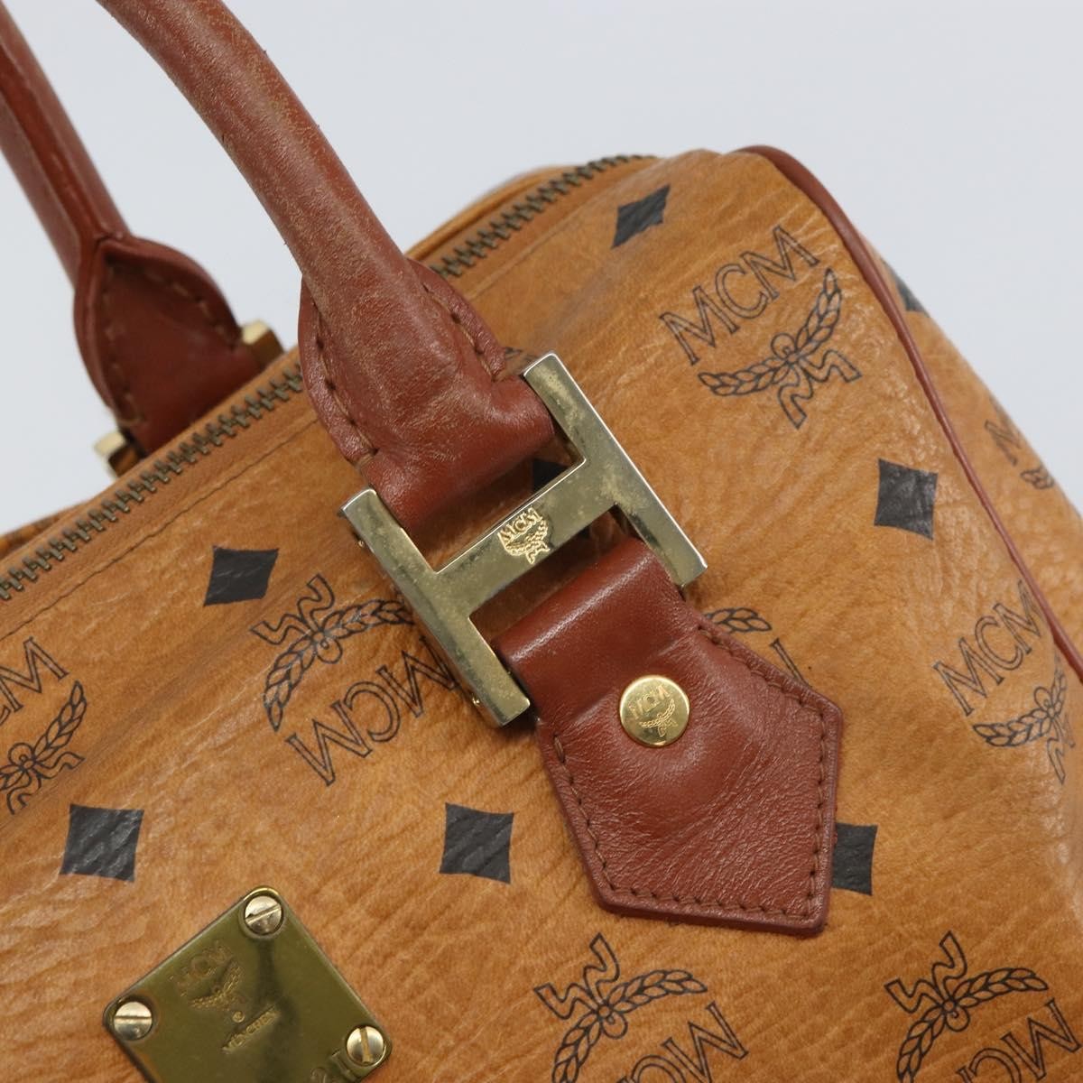 MCM Visetos Logogramme Leather Brown Leather Handbag (Pre-Owned)