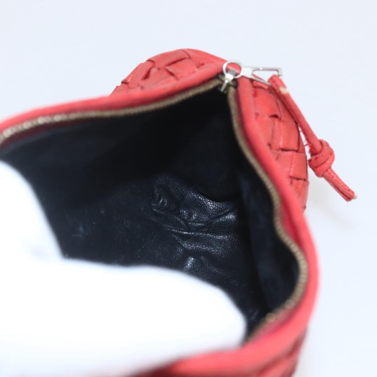 Bottega Veneta Intrecciato Clutch Leather Red Leather Clutche & Pouche Bag (Pre-Owned)