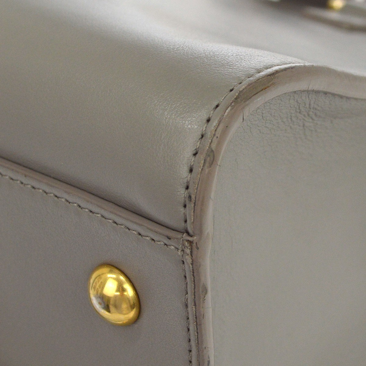 Saint Laurent Monogram Cabas Leather Gray Leather Tote Bag Bag (Pre-Owned)