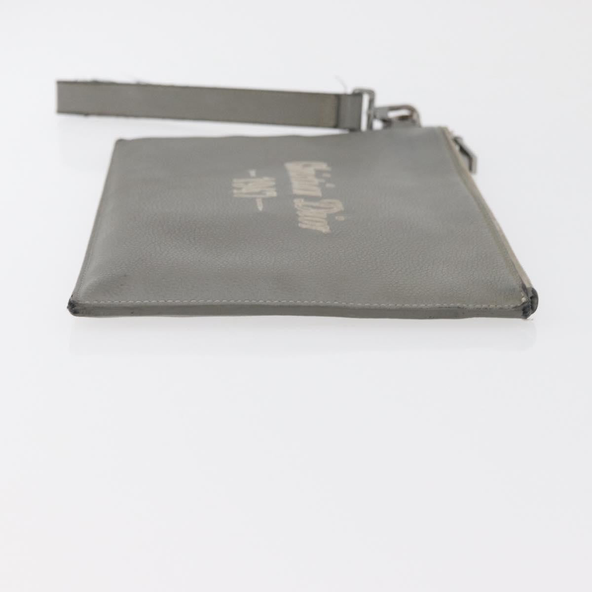 Christian Dior Clutch Leather Gray Leather Clutche & Pouche Bag (Pre-Owned)