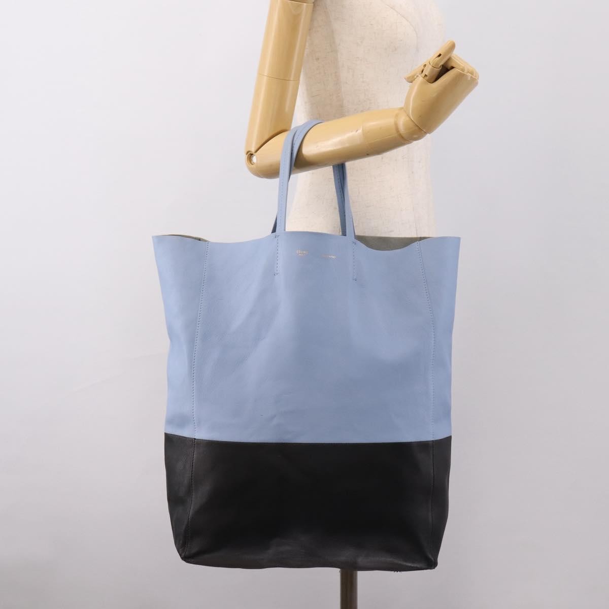 Celine Vertical Bi-Cabas Leather Blue Leather Tote Bag Bag (Pre-Owned)