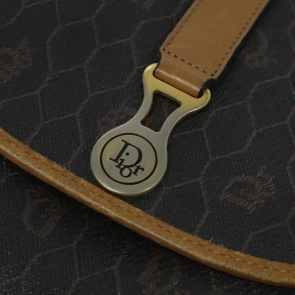 Christian Dior Vintage Honeycomb Flap Canvas And Leather Black Canvas Shoulder Bag Bag (Pre-Owned)