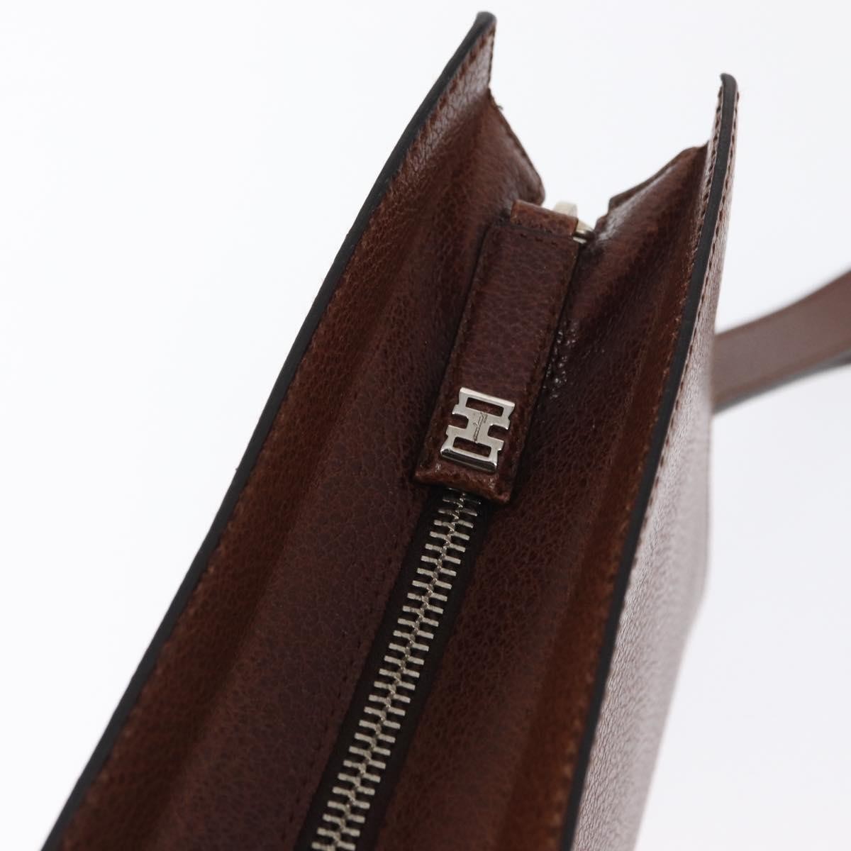 Salvatore Ferragamo Vintage Clutch Leather Brown Leather Clutche & Pouche Bag (Pre-Owned)