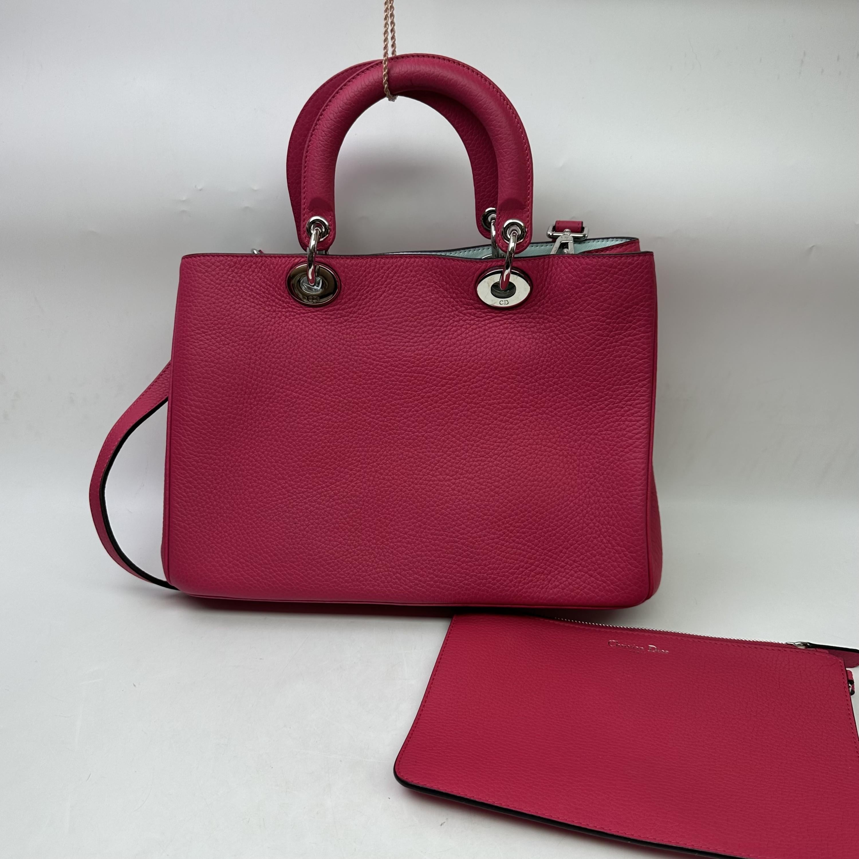 Christian Dior Diorissimo Leather With Sequins Pink Leather Tote Bag Bag (Pre-Owned)