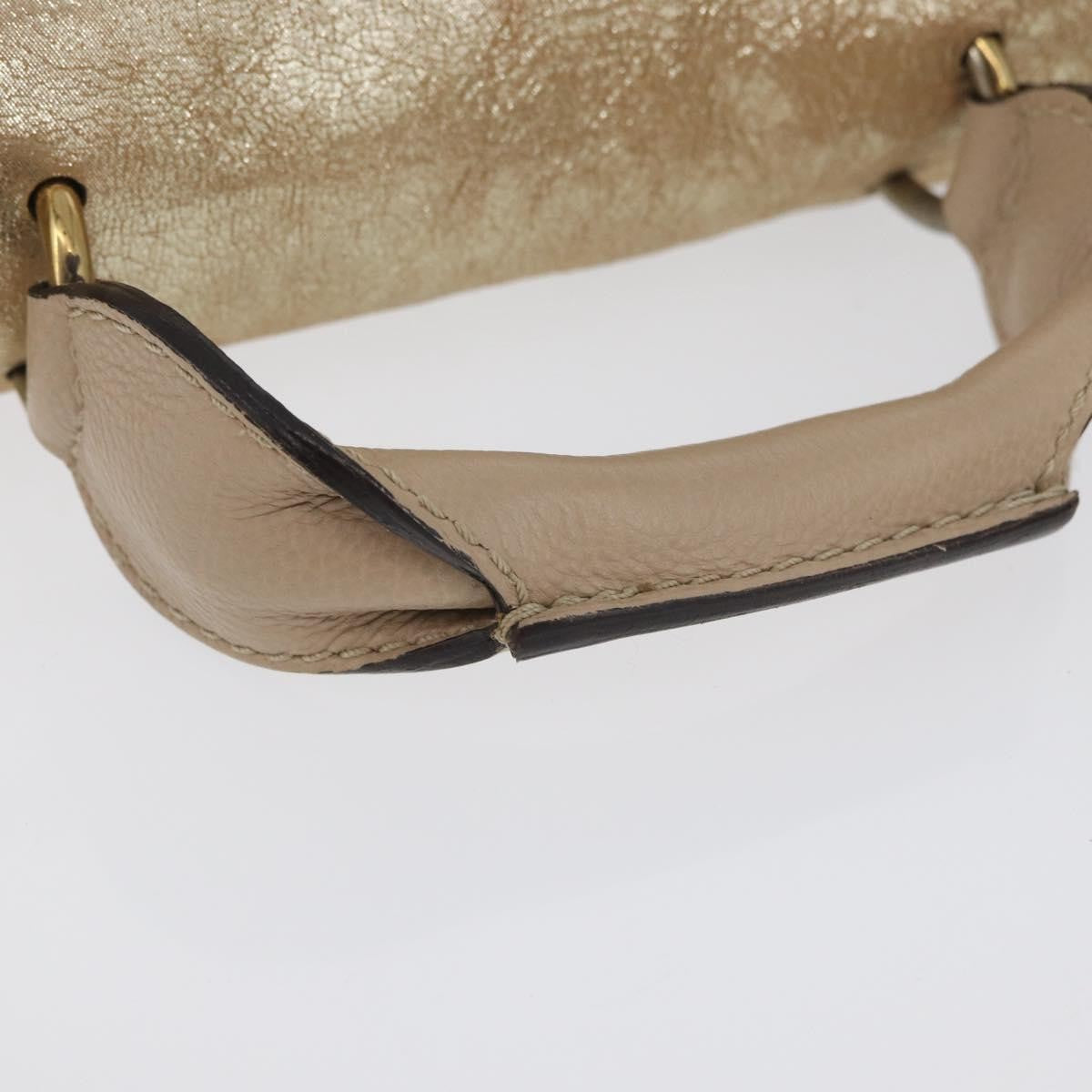 Chloe Elsie Convertible Satchel Leather Gold Leather Handbag (Pre-Owned)