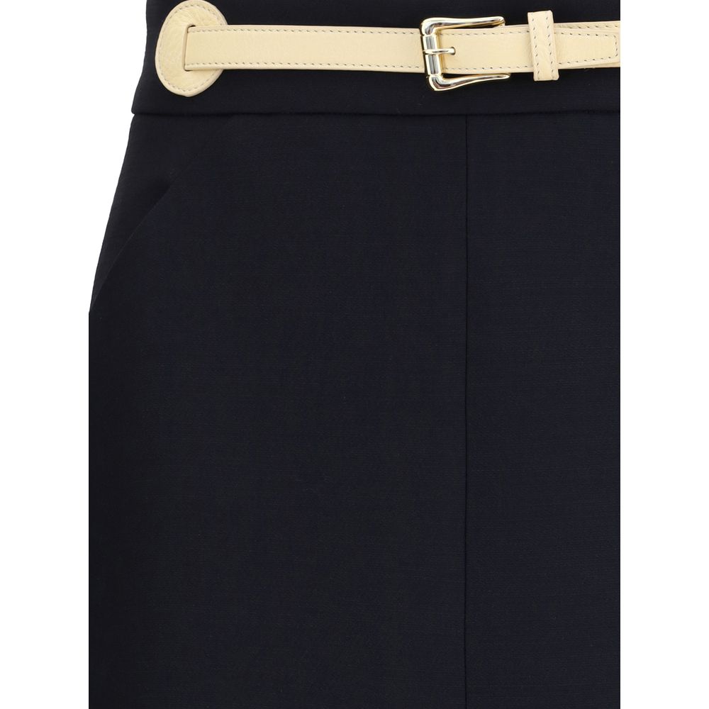 Valentino Garavani Black Wool Oves Aries Midi Women's Skirt