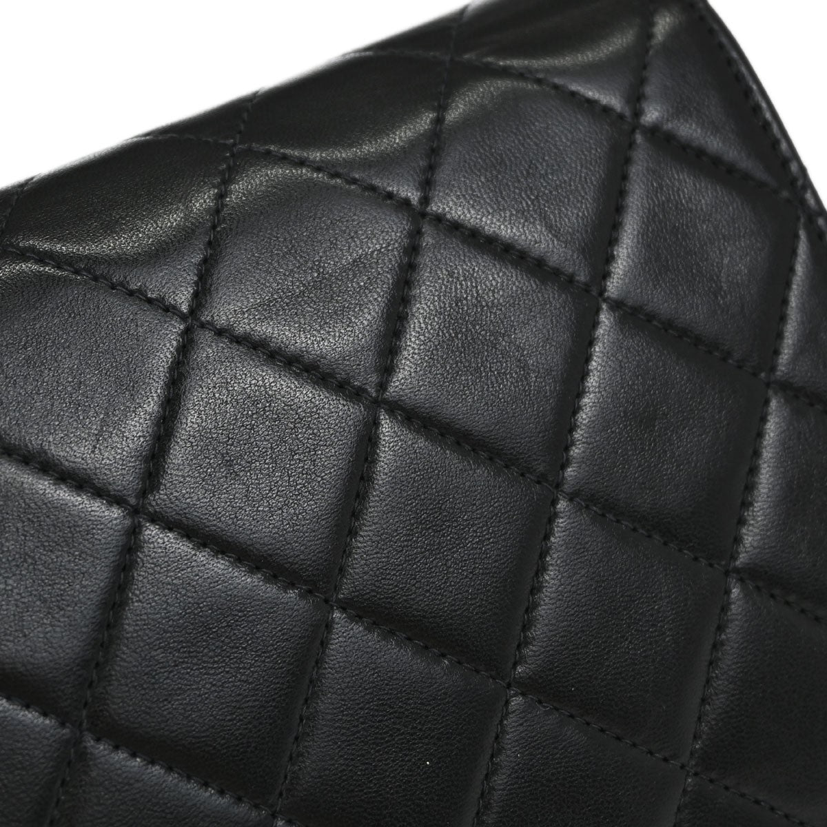 Chanel Vintage Full Flap Quilted Lambskin Black Leather Shoulder Bag Bag (Pre-Owned)