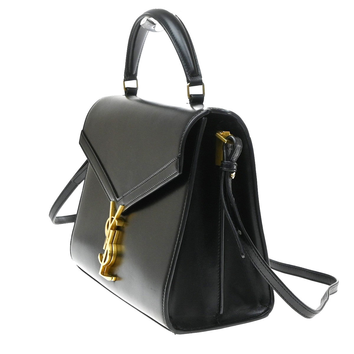 Saint Laurent Cassandra Leather Black Leather Shoulder Bag Bag (Pre-Owned)