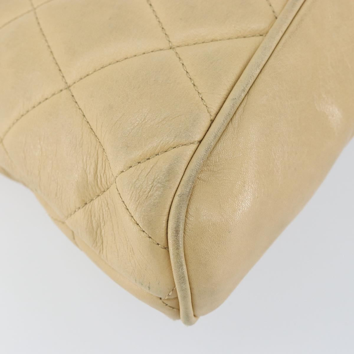 Chanel Vintaghe Chain Quilted Caviar Beige Leather Shoulder Bag Bag (Pre-Owned)