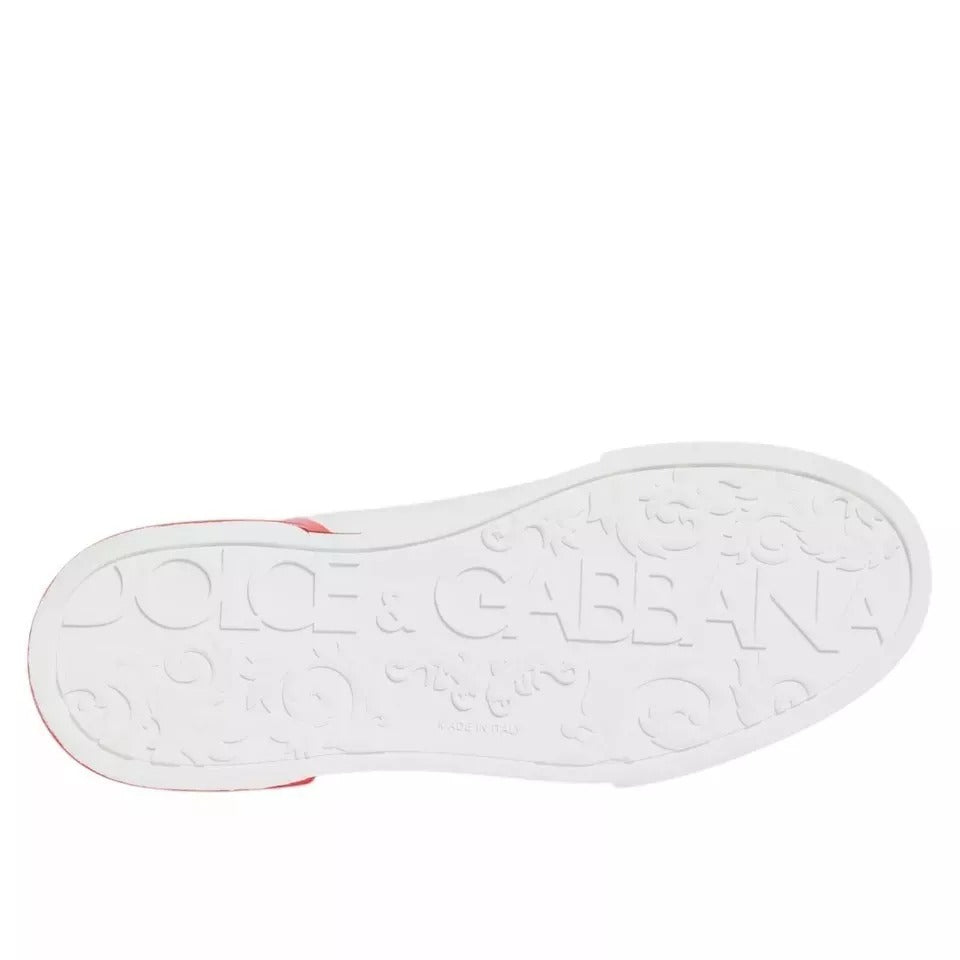 Dolce & Gabbana White Red Portofino Low Top Sneakers Men's Shoes (Pre-Owned)