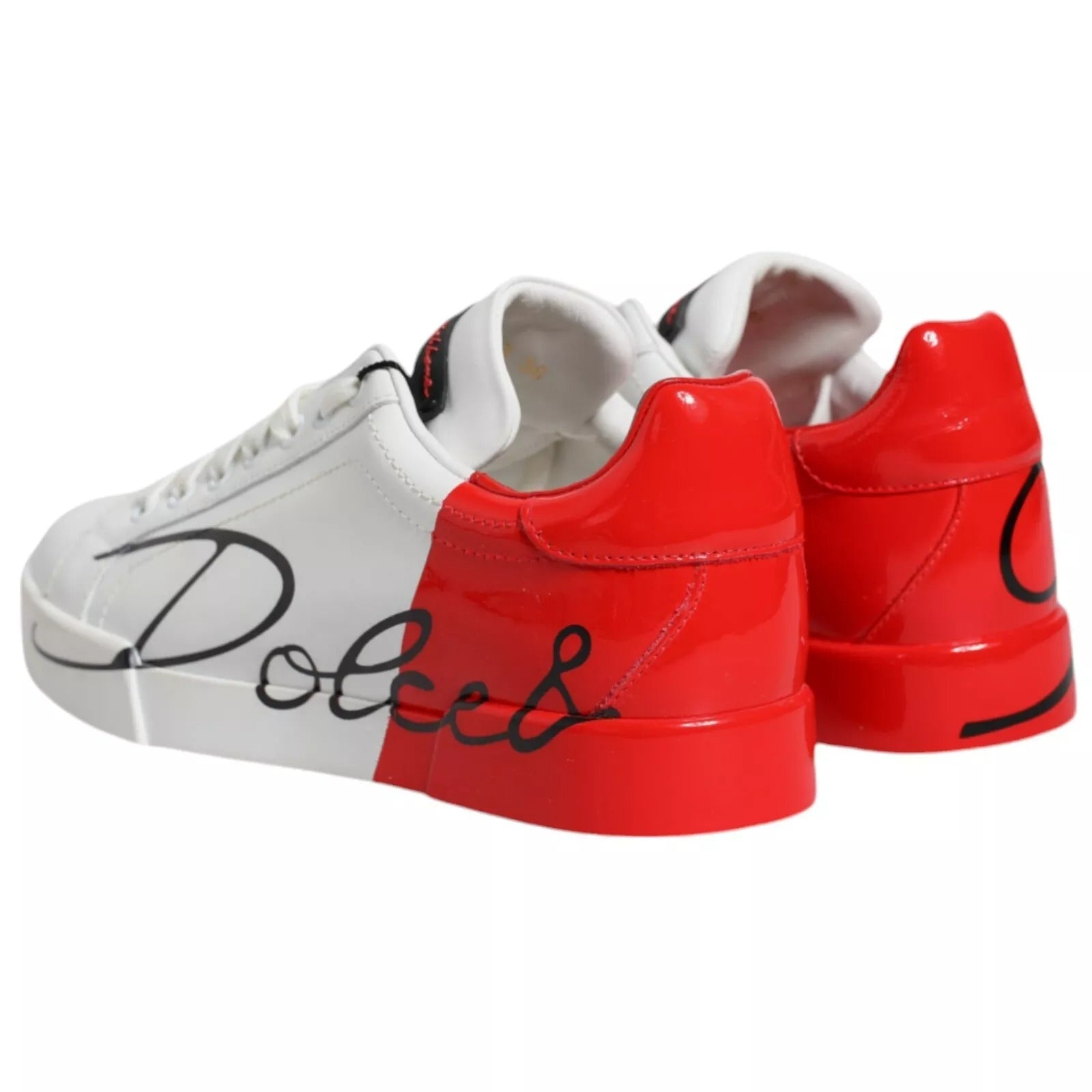 Dolce & Gabbana White Red Portofino Low Top Sneakers Men's Shoes (Pre-Owned)