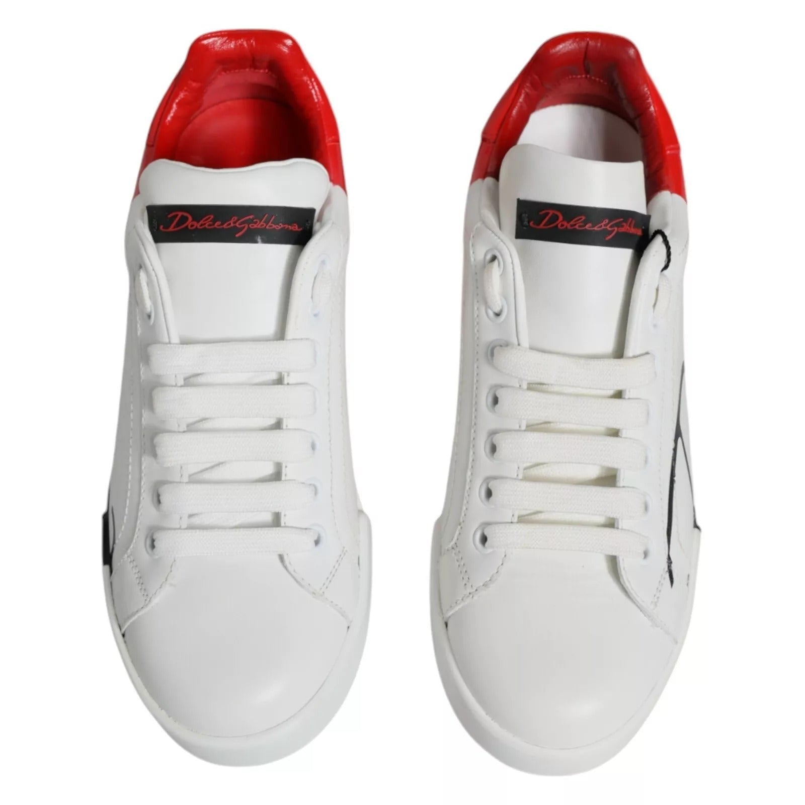 Dolce & Gabbana White Red Portofino Low Top Sneakers Men's Shoes (Pre-Owned)