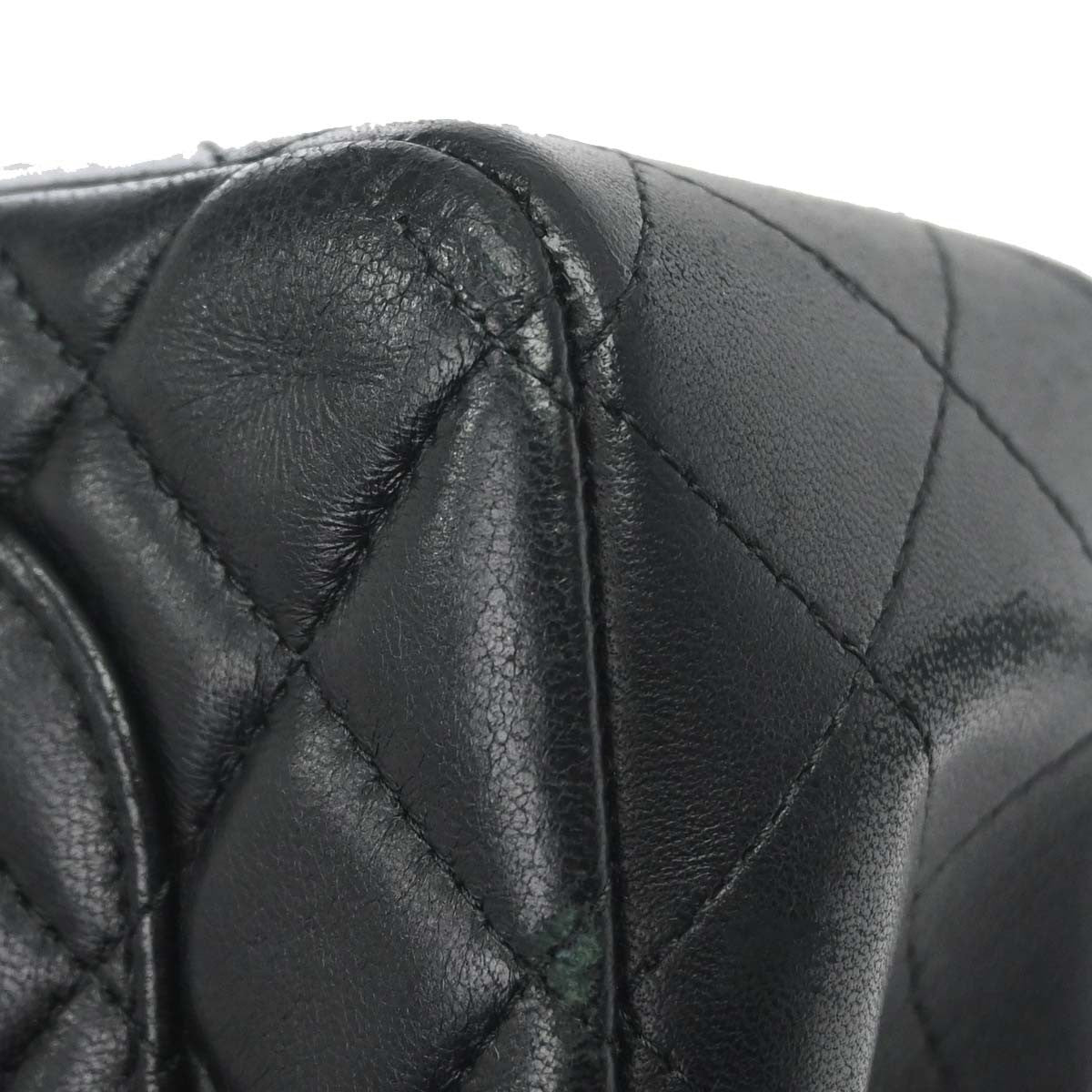 Chanel Classic Single Flap Quilted Lambskin Black Leather Shoulder Bag Bag (Pre-Owned)