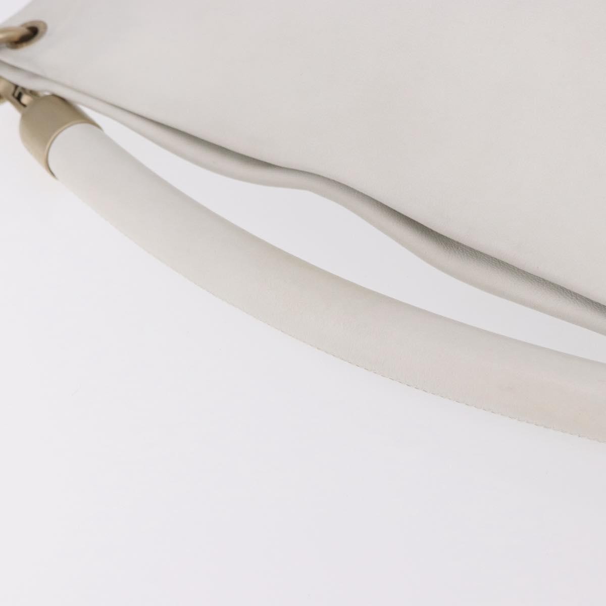 Chanel Vintage Cc Handle Bucket Leather White Leather Handbag (Pre-Owned)