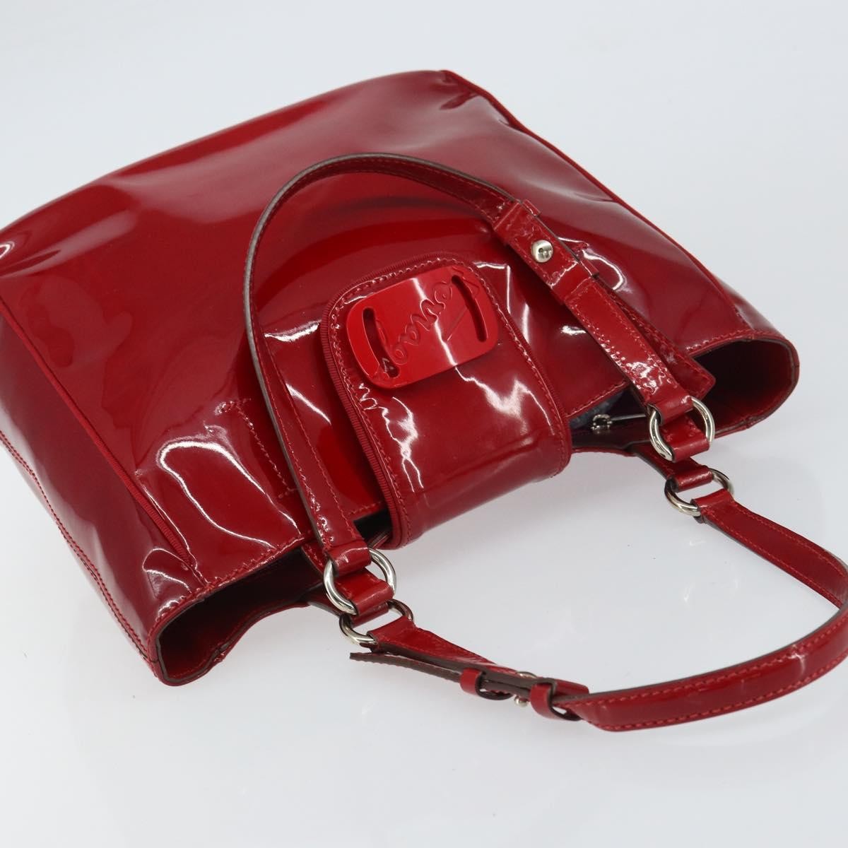 Salvatore Ferragamo Vintage Patent Leather Red Patent_Leather Tote Bag Bag (Pre-Owned)