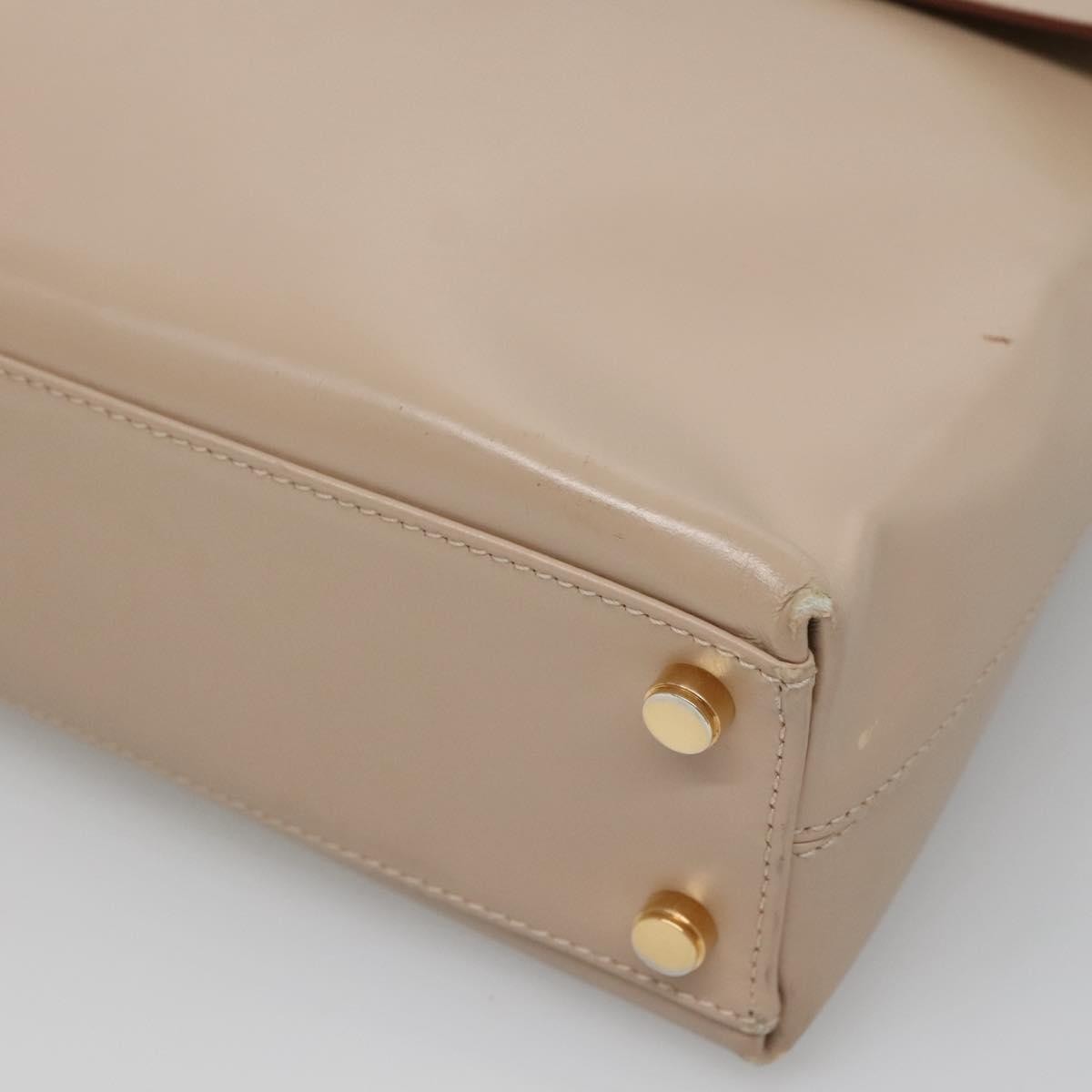 Salvatore Ferragamo Gancini Convertible Top Handle Leather Beige Leather Handbag (Pre-Owned)