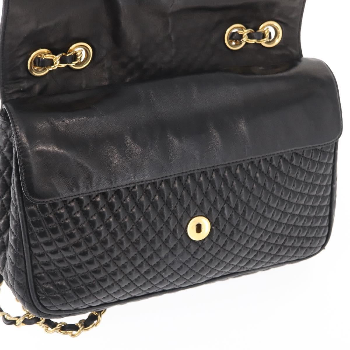 Bally Vintage Chain Quilted Leather Black Leather Shoulder Bag Bag (Pre-Owned)