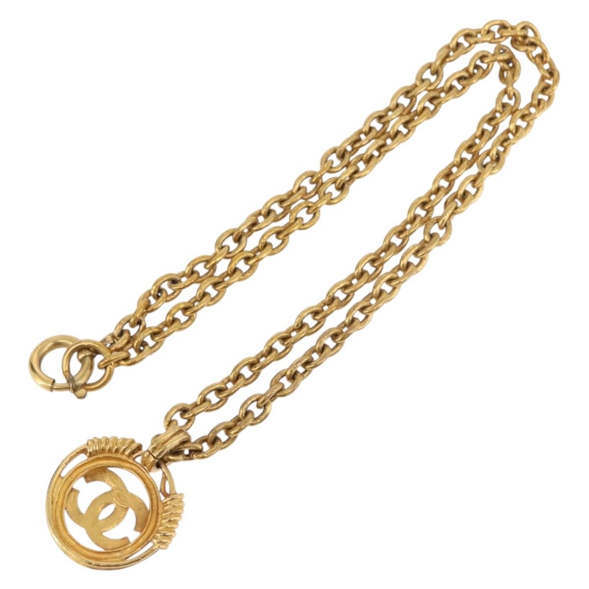 Chanel Cc Pendant Metal Gold Metal Necklace Jewelry (Pre-Owned)